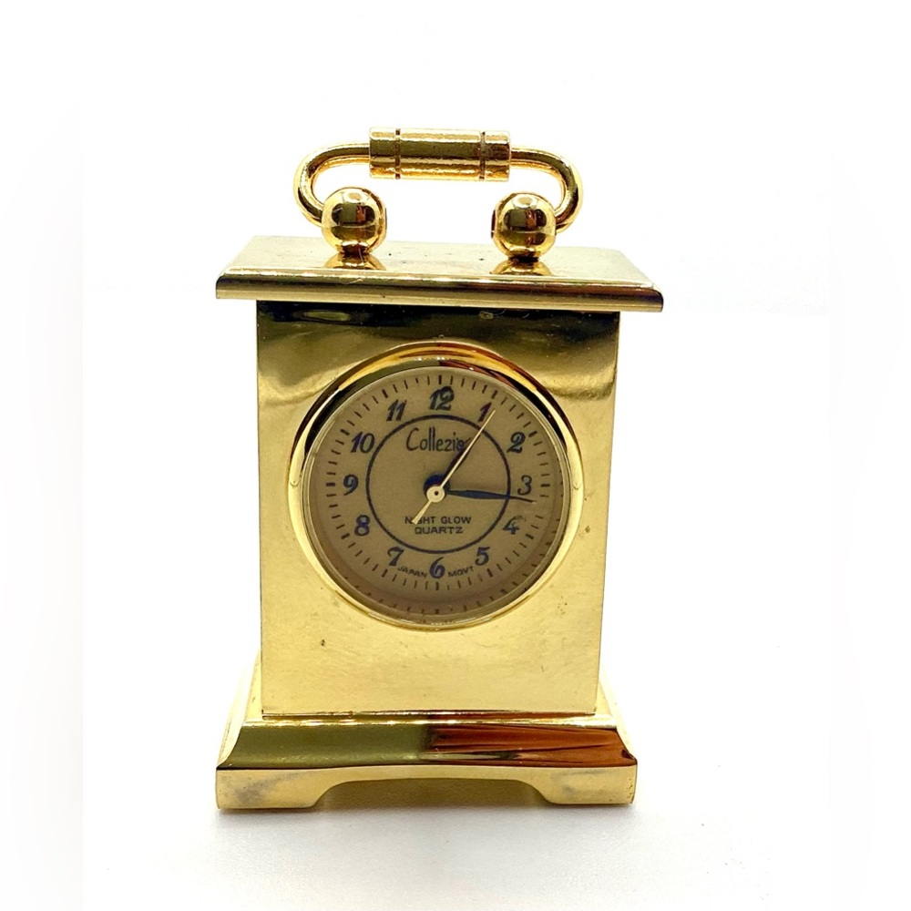 Vintage Collezio Gold Tone 3” Mini mantle clock New “Open Box”